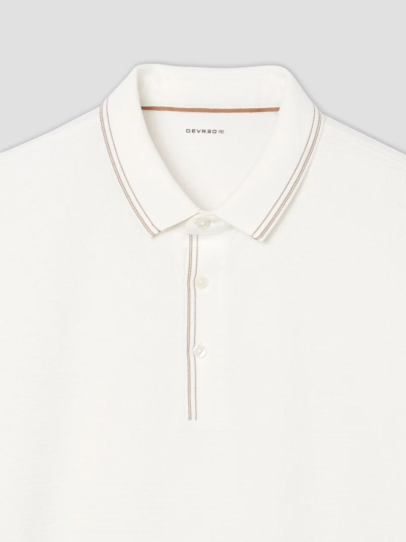 Polo boutonné en jacquard
