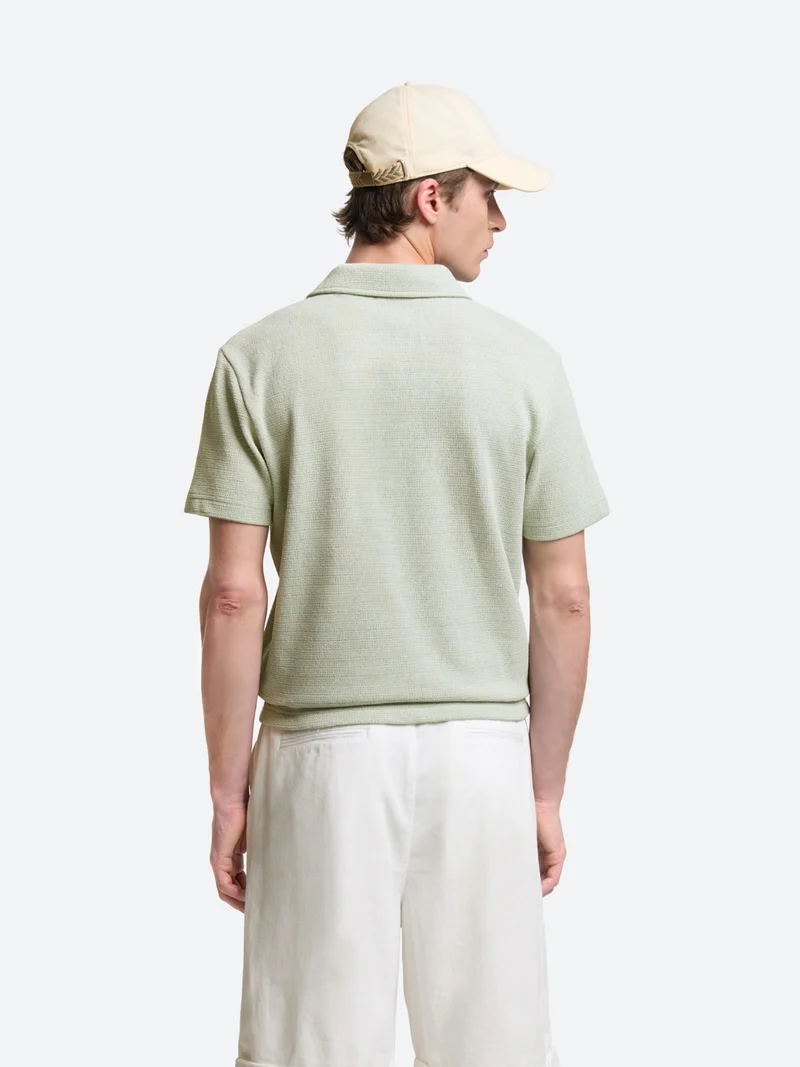 Polo col ouvert en coton