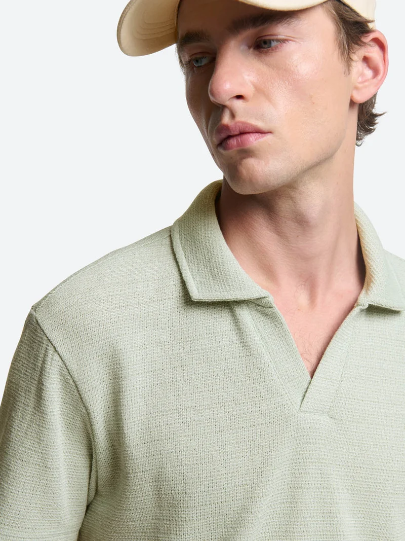 Polo col ouvert en coton