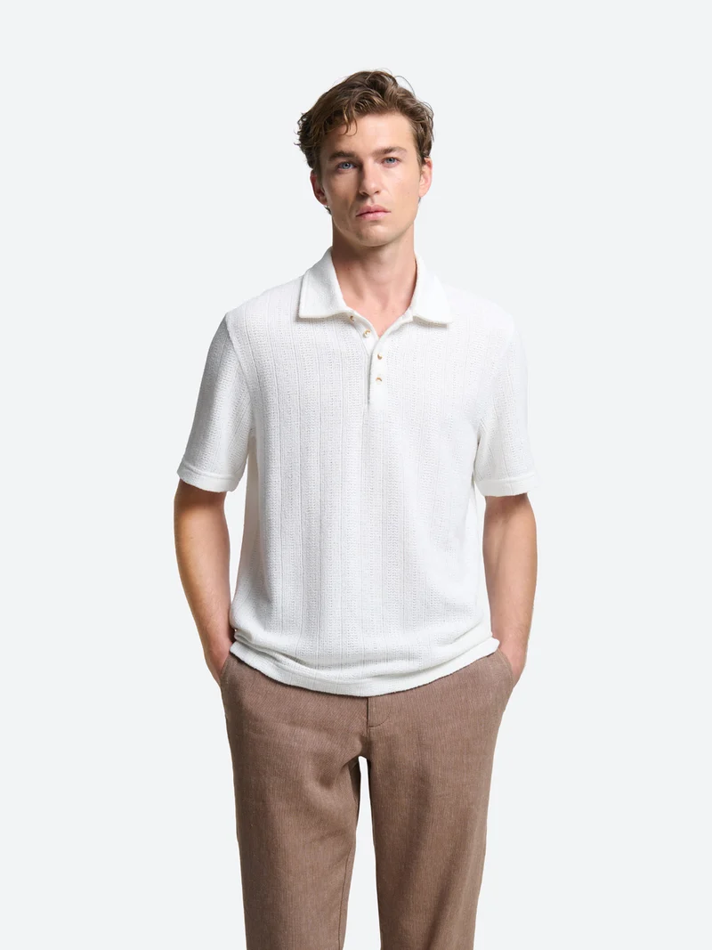 Polo col boutonné en coton