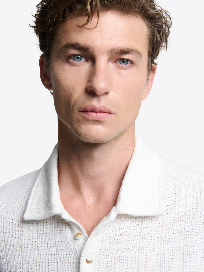 Polo col boutonné en coton