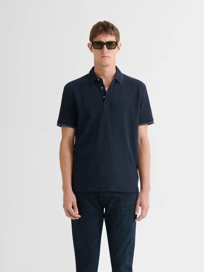 Polo boutonné gauffré