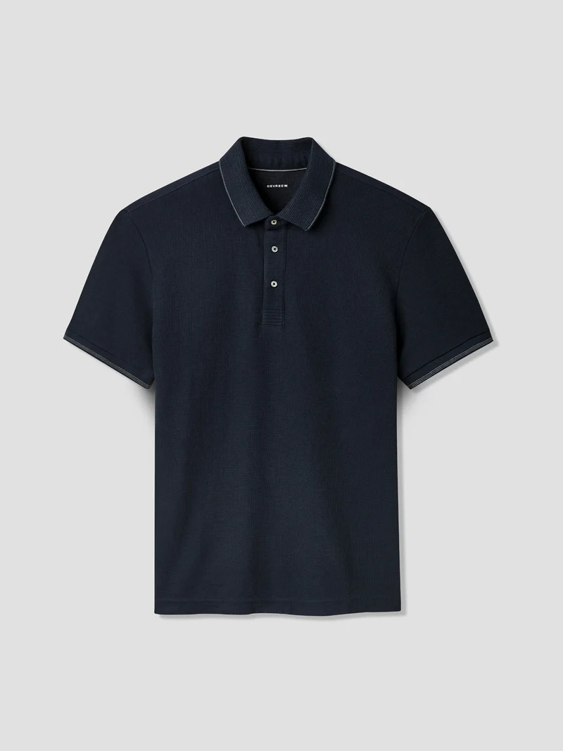 Polo boutonné gauffré