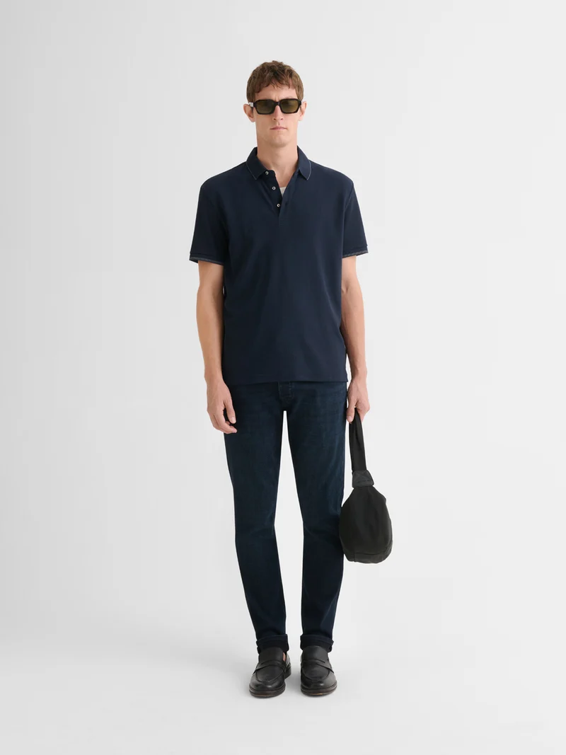 Polo boutonné gauffré