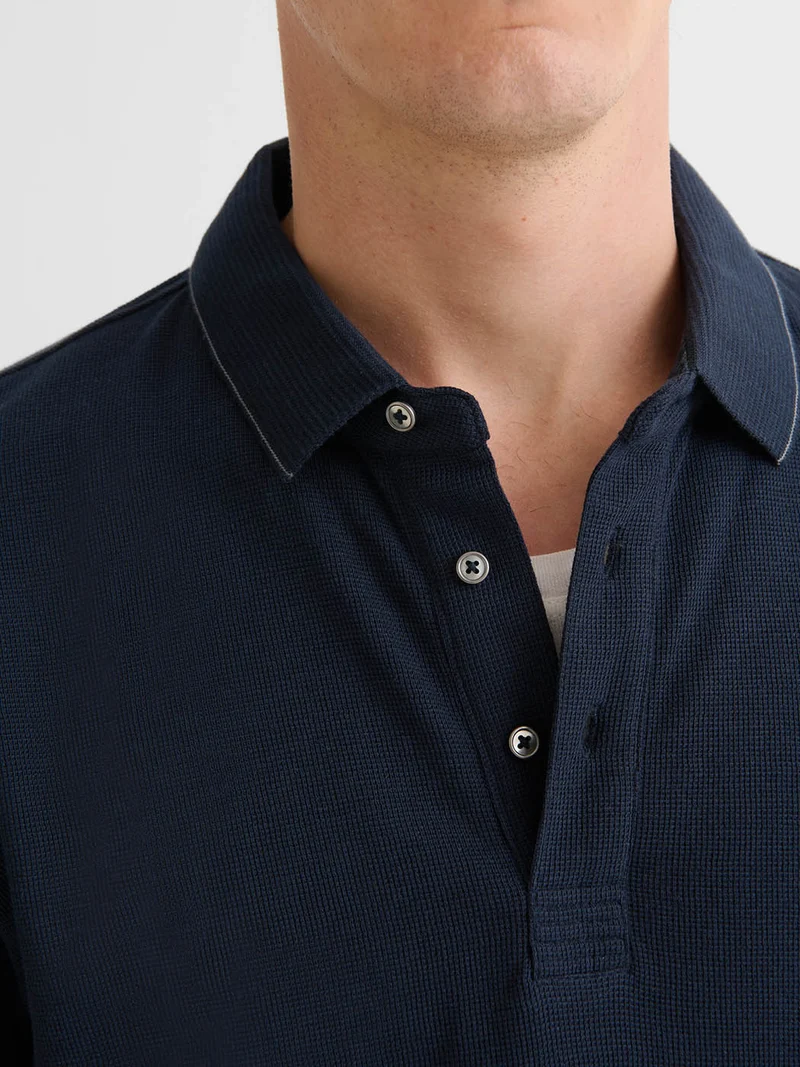 Polo boutonné gauffré