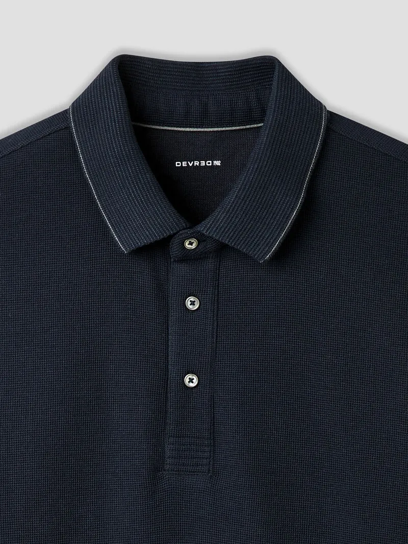 Polo boutonné gauffré
