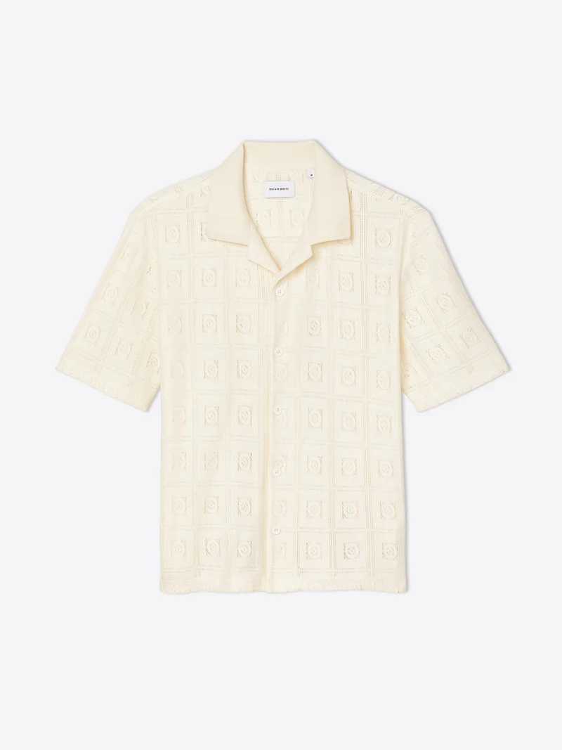 Polo col boutonné en maille crochet