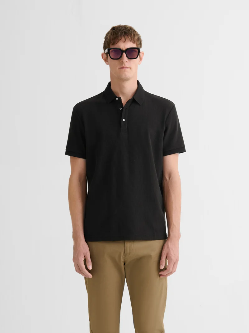 Polo boutonné gauffré