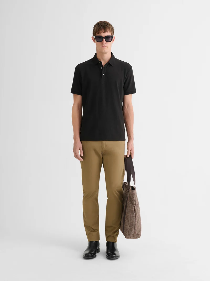 Polo boutonné gauffré