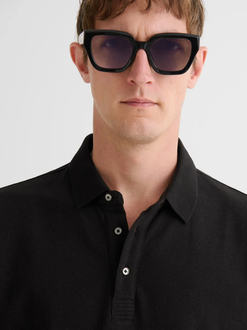 Polo boutonné gauffré