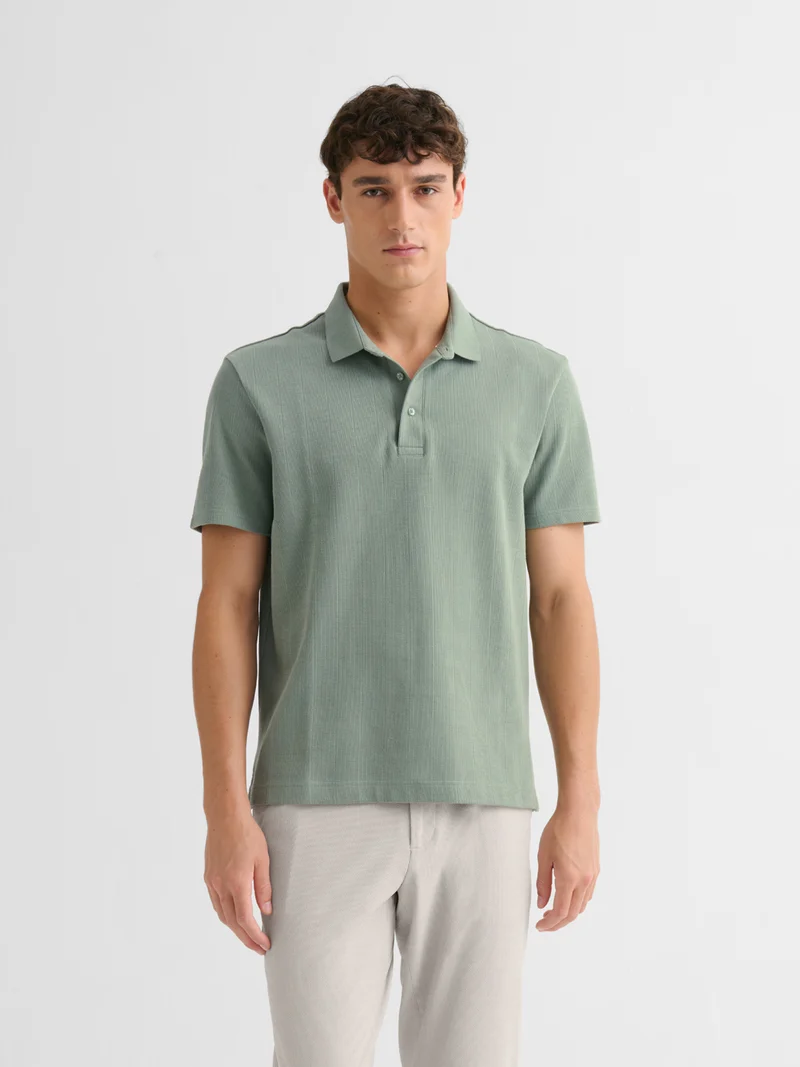 Polo col ouvert en coton
