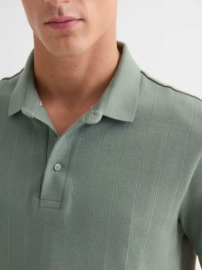 Polo col ouvert en coton
