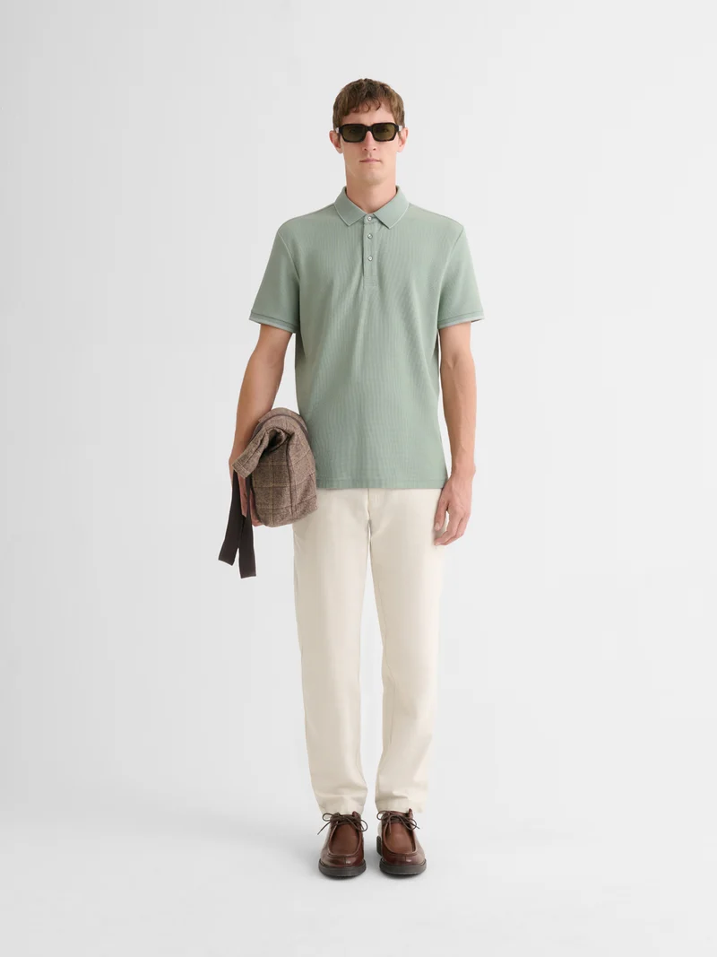 Polo boutonné gauffré