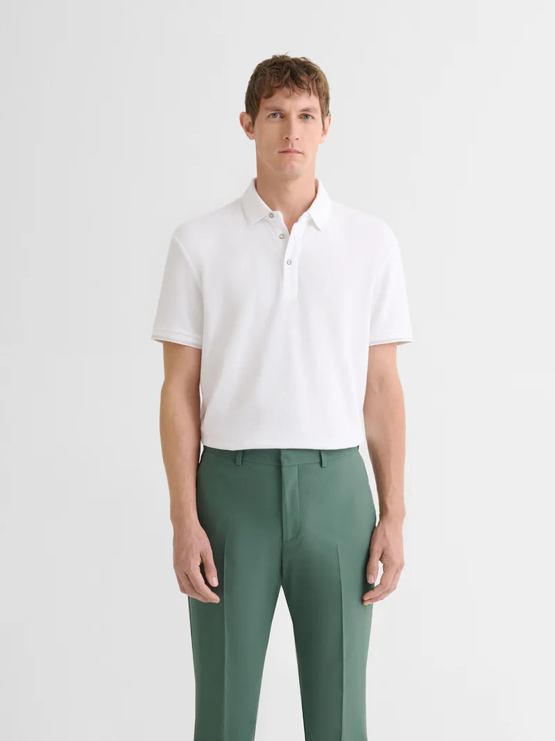 Polo boutonné gauffré