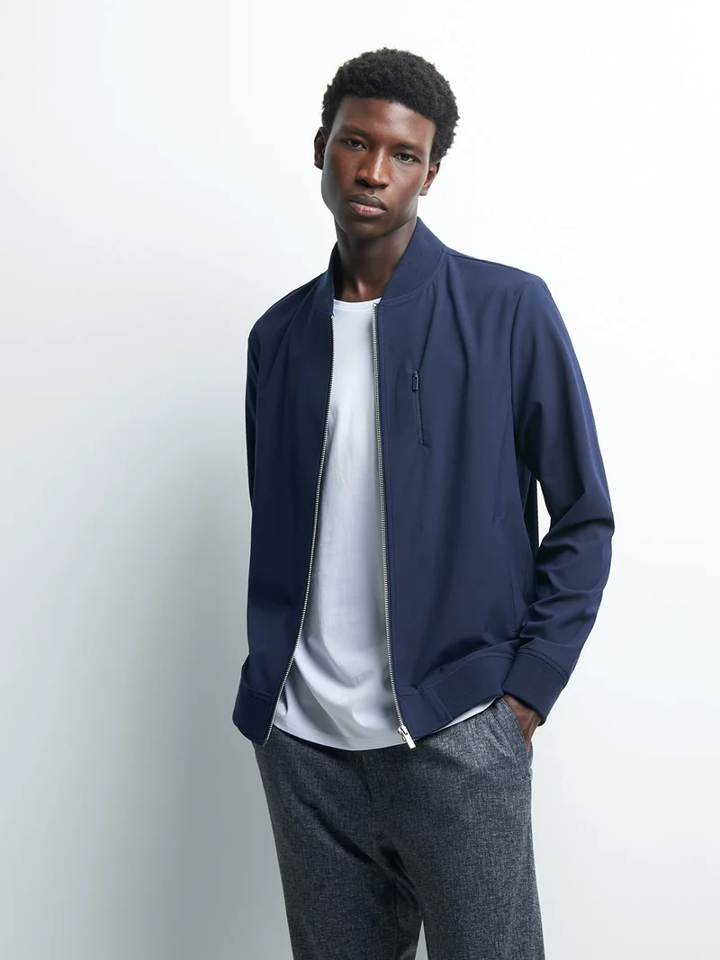 Veste legère col teddy uni