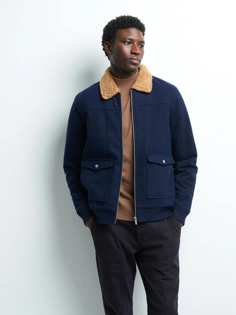 Blouson col sherpa matelassé