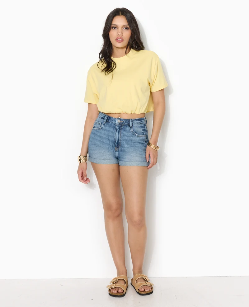 T-shirt court avec détail élastique