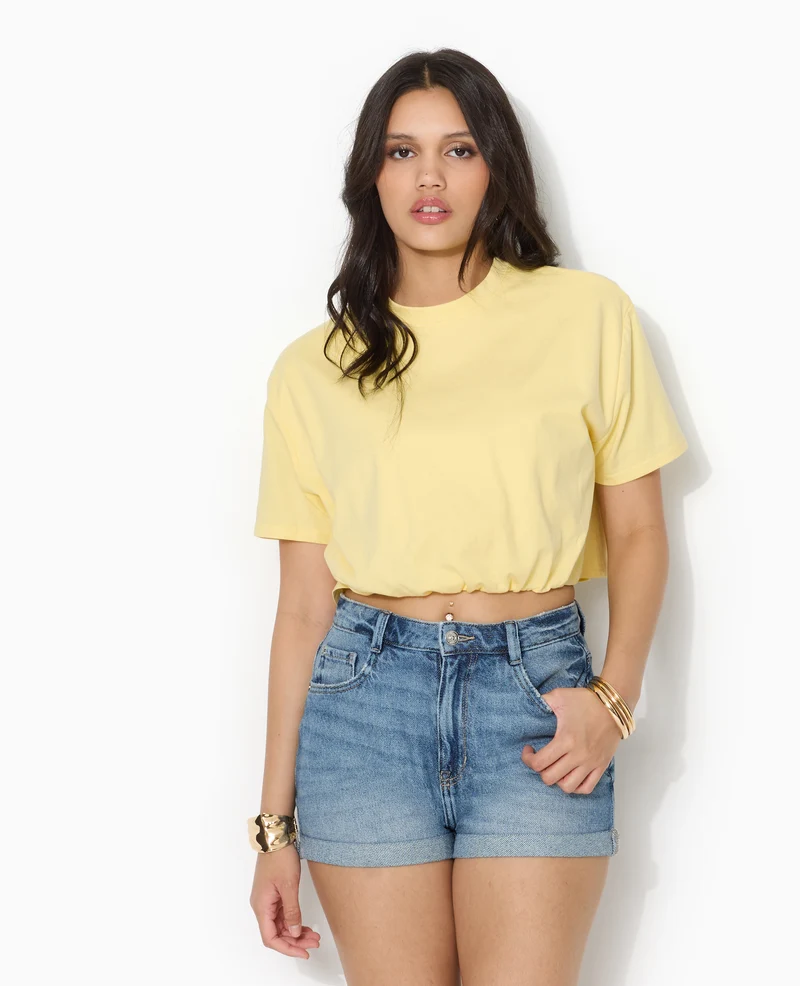 T-shirt court avec détail élastique