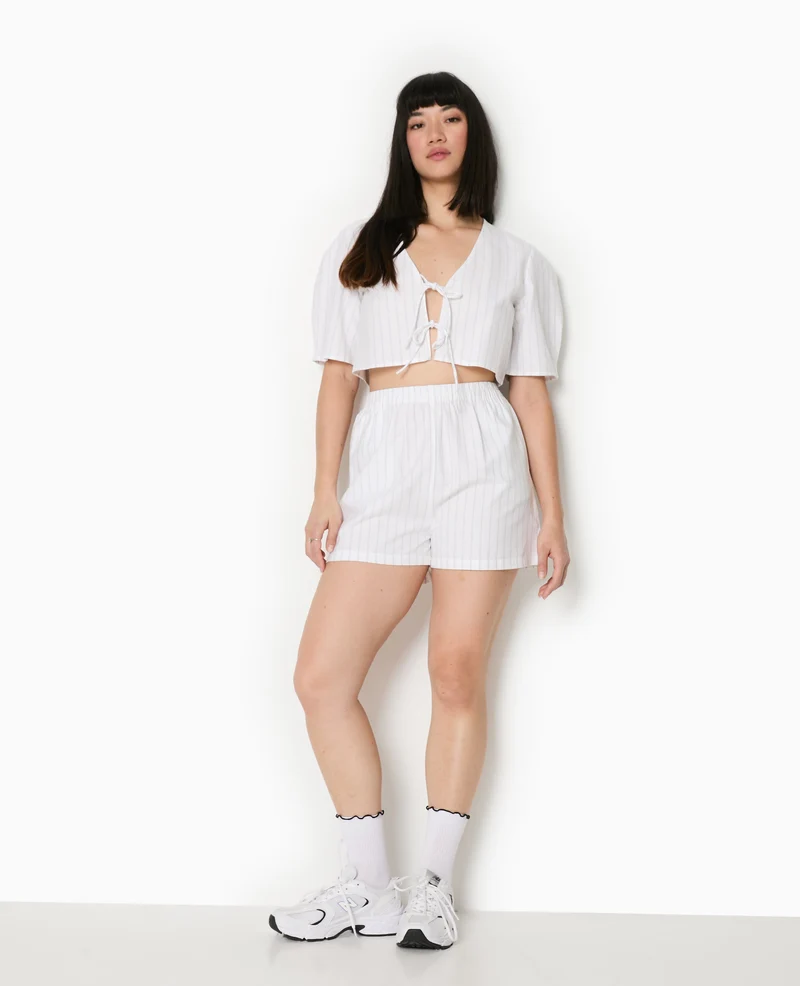 Short rayé façon pyjama d'homme