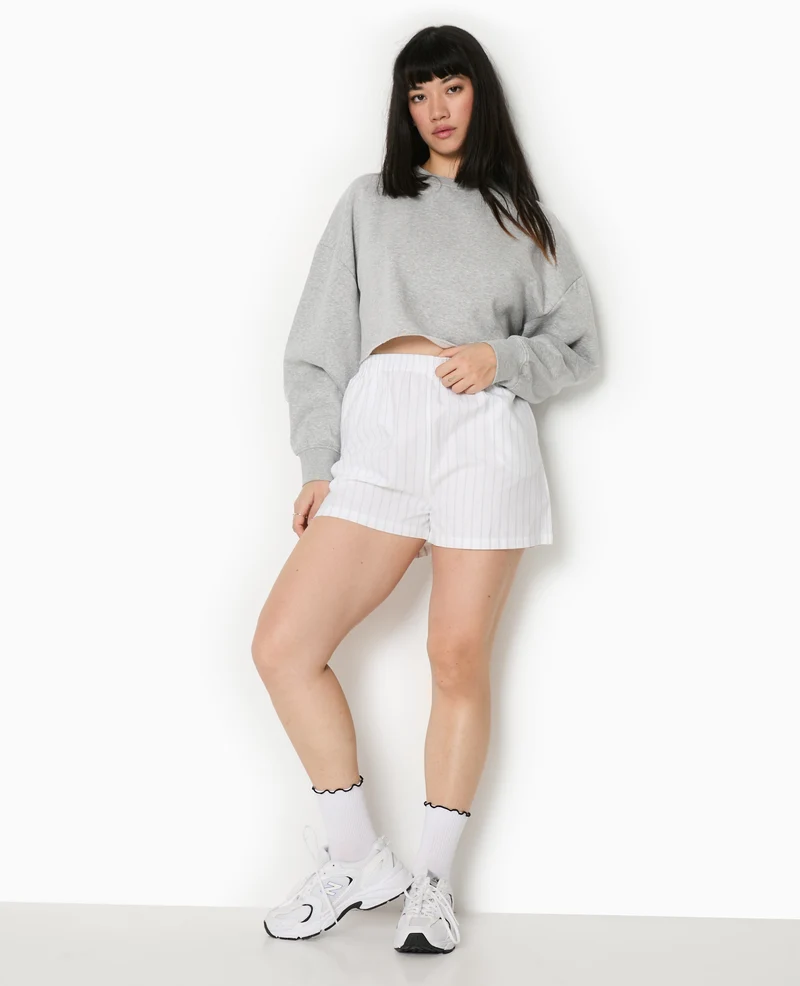 Short rayé façon pyjama d'homme