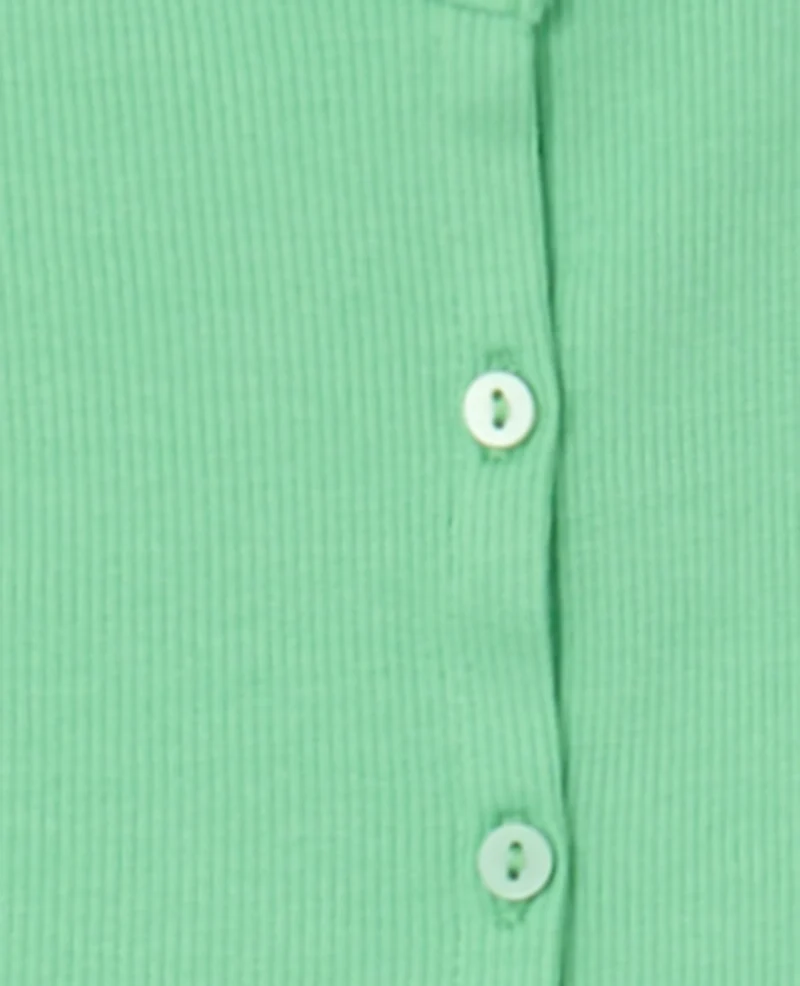 T-shirt court boutonné en maille côtelée