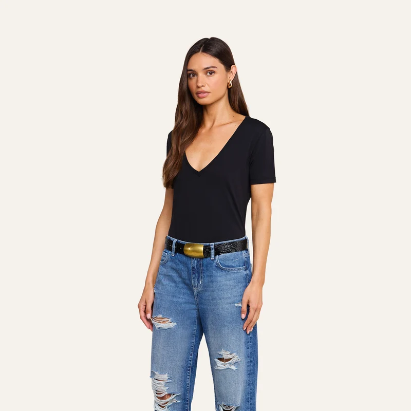 Brianna Cotton V-Neck Tee
