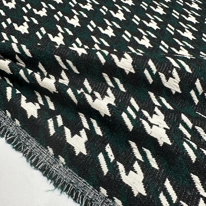 Tissu Manteau Brodé, Laine Paillettes - Brando