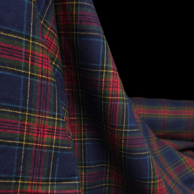 Flanelle de coton haut de gamme | Tartan Marine