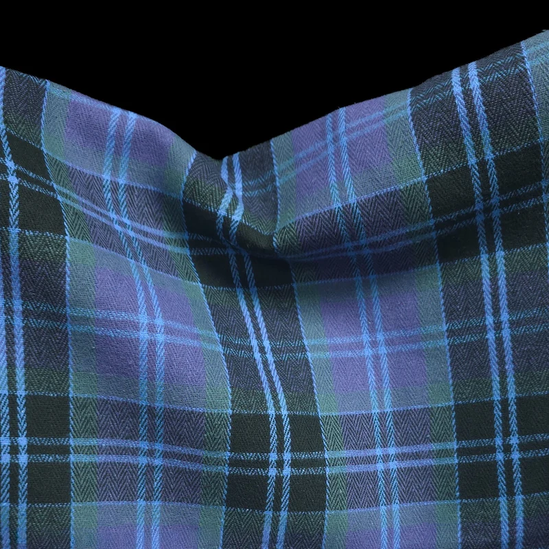 Flanelle de coton haut de gamme | Carreaux tissés teints Violet & Bleu