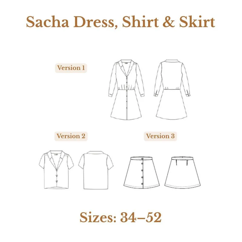 PATRON DE COUTURE PDF | Robe, chemise & jupe Sacha | Maéli Paris | FRANÇAIS SEULEMENT