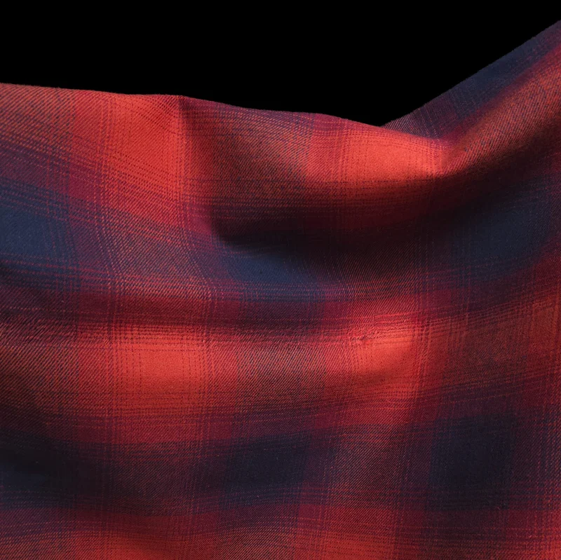 Flanelle de coton haut de gamme | Carreaux Orange, Rouge & Marine