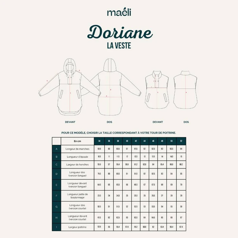 PATRON DE COUTURE PDF | Veste Doriane | Maéli Paris | FRANÇAIS SEULEMENT