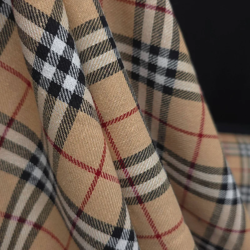 Flanelle de coton légère | Carreaux beiges traditionnels