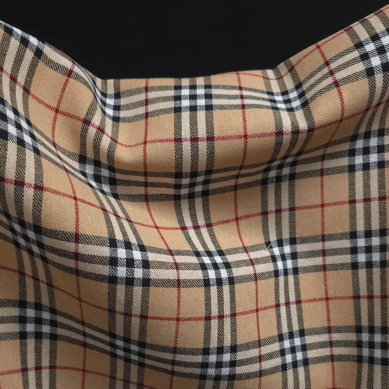 Flanelle de coton légère | Carreaux beiges traditionnels