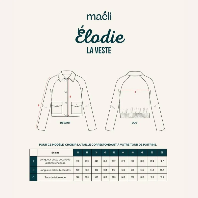 PATRON DE COUTURE PDF | Veste Élodie | Maéli Paris | FRANÇAIS SEULEMENT