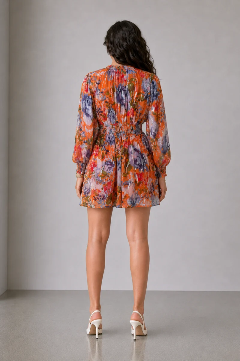 Orlena|Viscose Smocked Waist Mini Dress