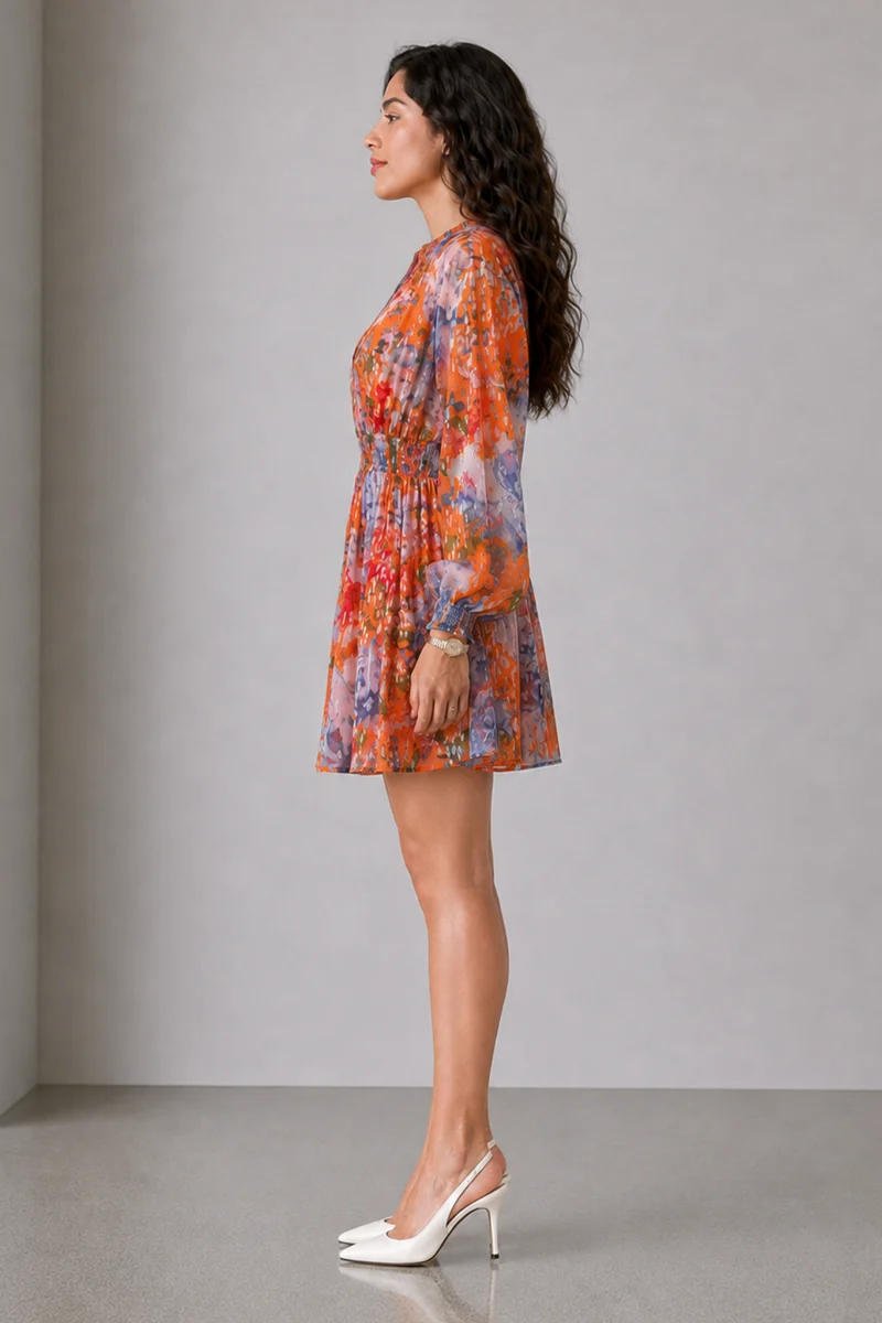 Orlena|Viscose Smocked Waist Mini Dress