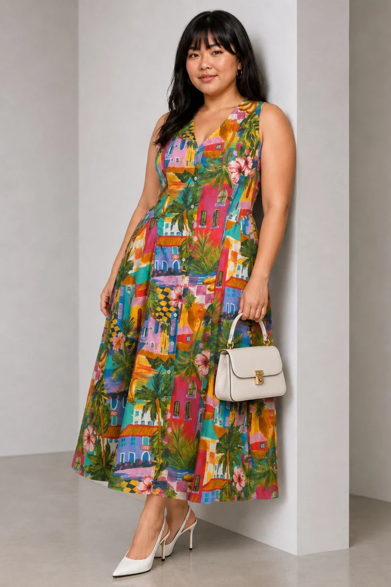 Maro|Cotton Vneck Maxi Shirt Dress