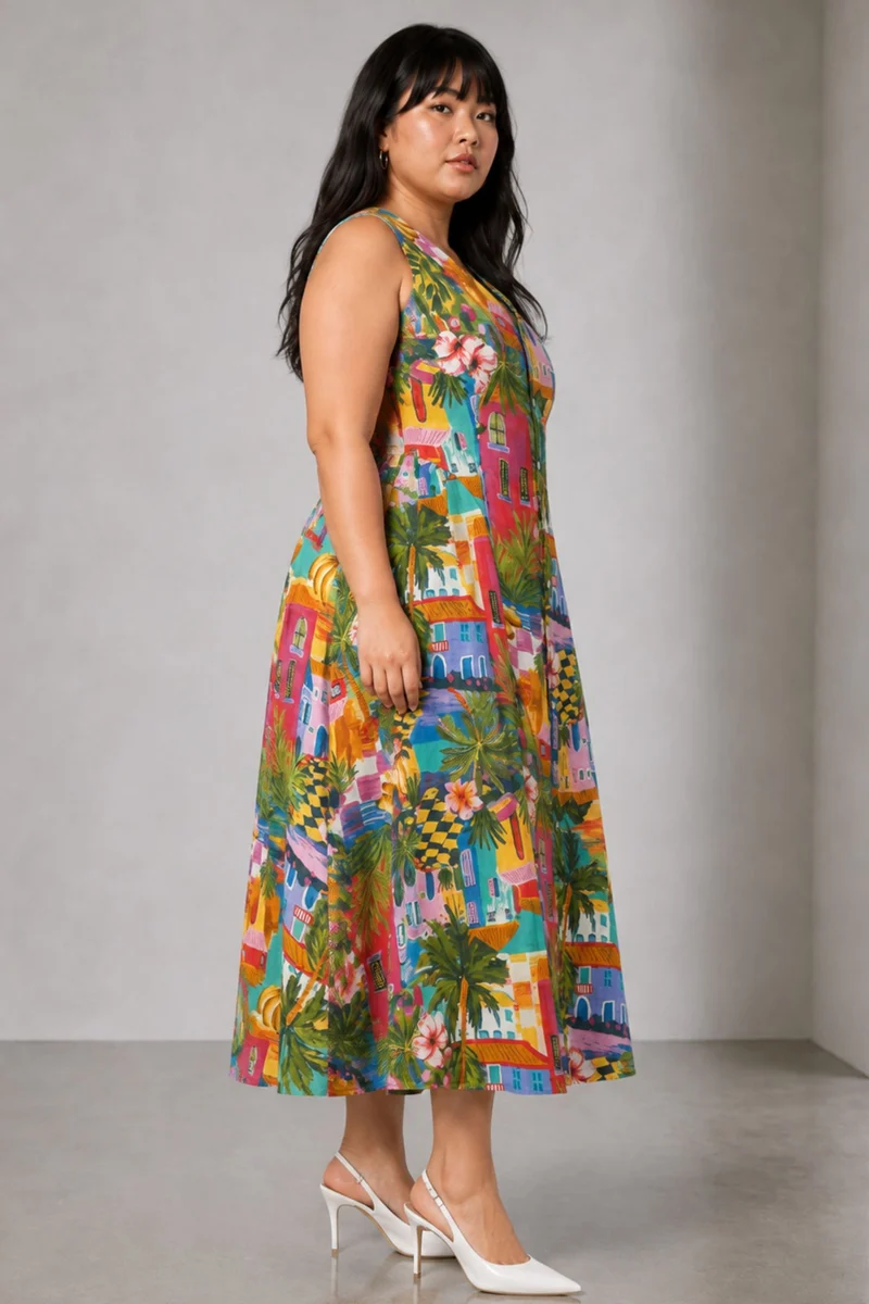 Maro|Cotton Vneck Maxi Shirt Dress