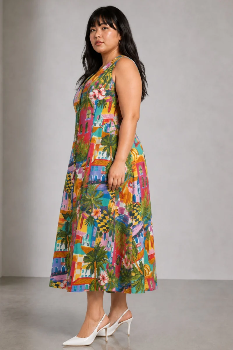 Maro|Cotton Vneck Maxi Shirt Dress
