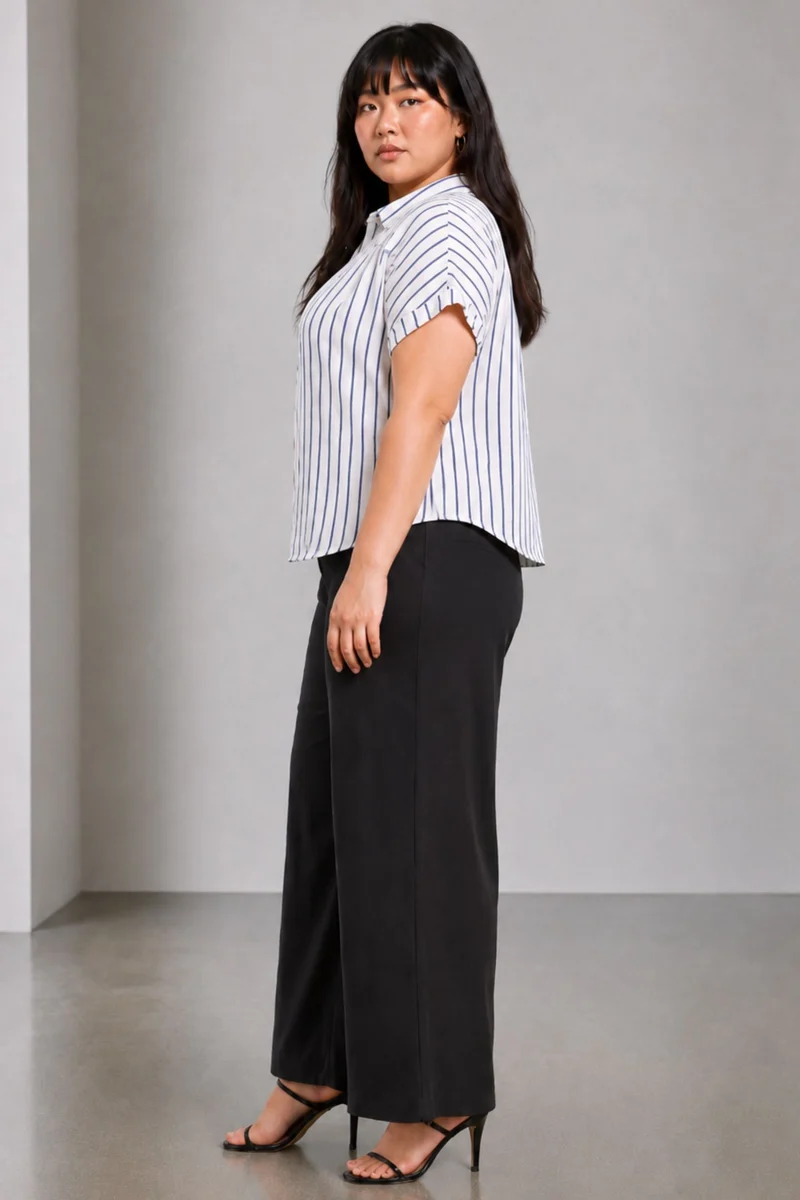 Linor|Relaxed Fit Shirt Top With Gathered Yoke