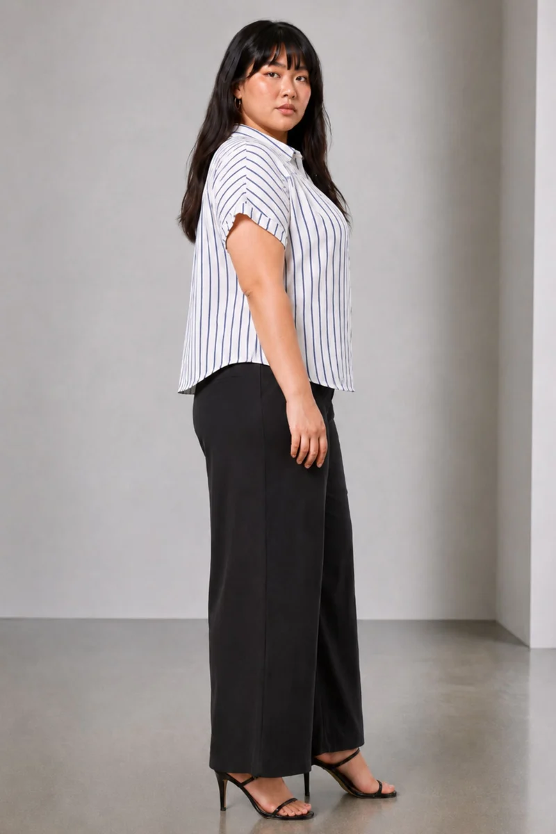 Linor|Relaxed Fit Shirt Top With Gathered Yoke