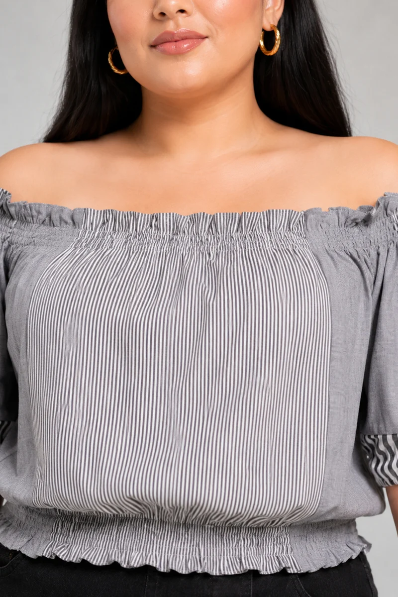 Aris|Cotton Off Shoulder Crop Top