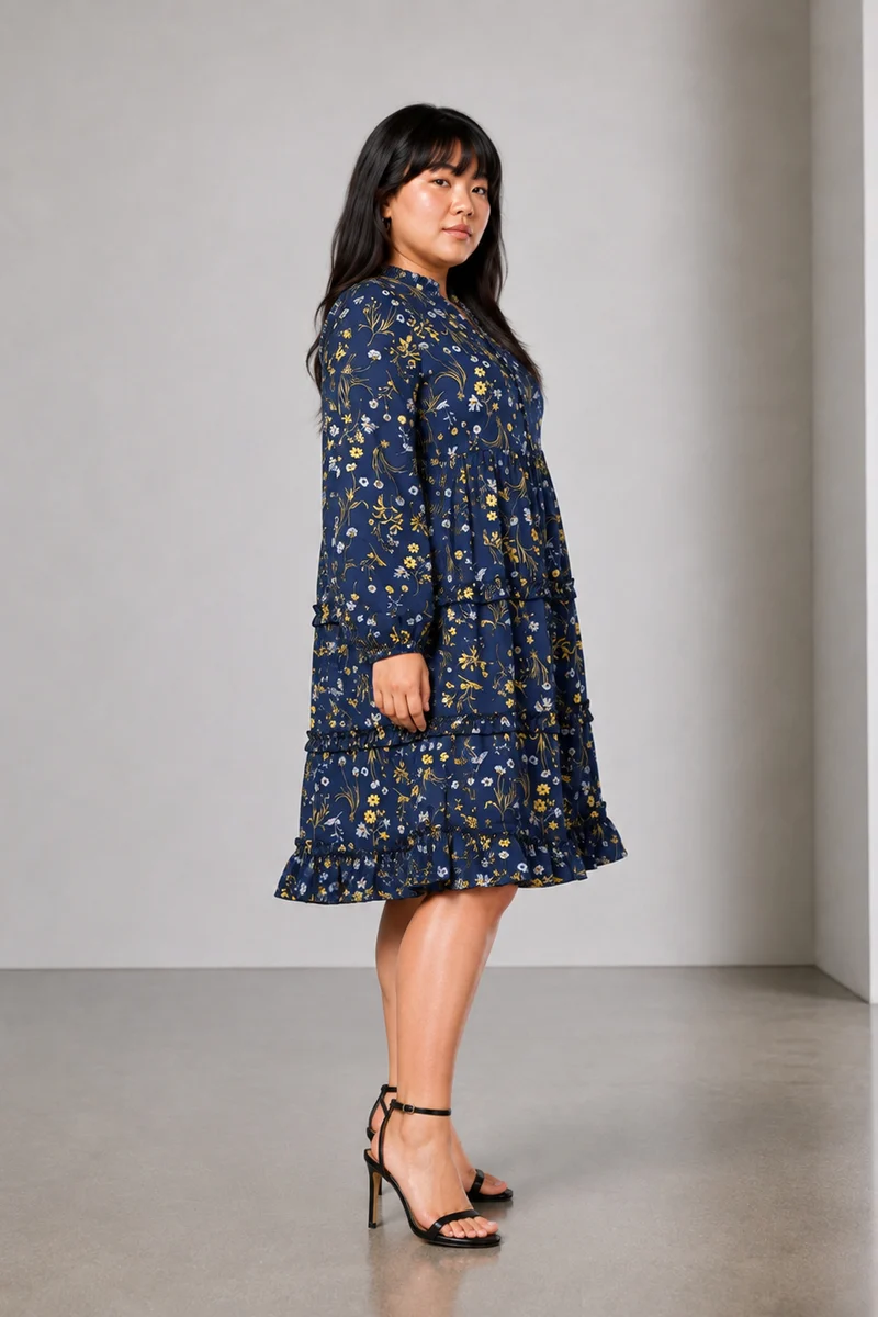Vanya|Cotton Midi Tier Dress With Ruffles