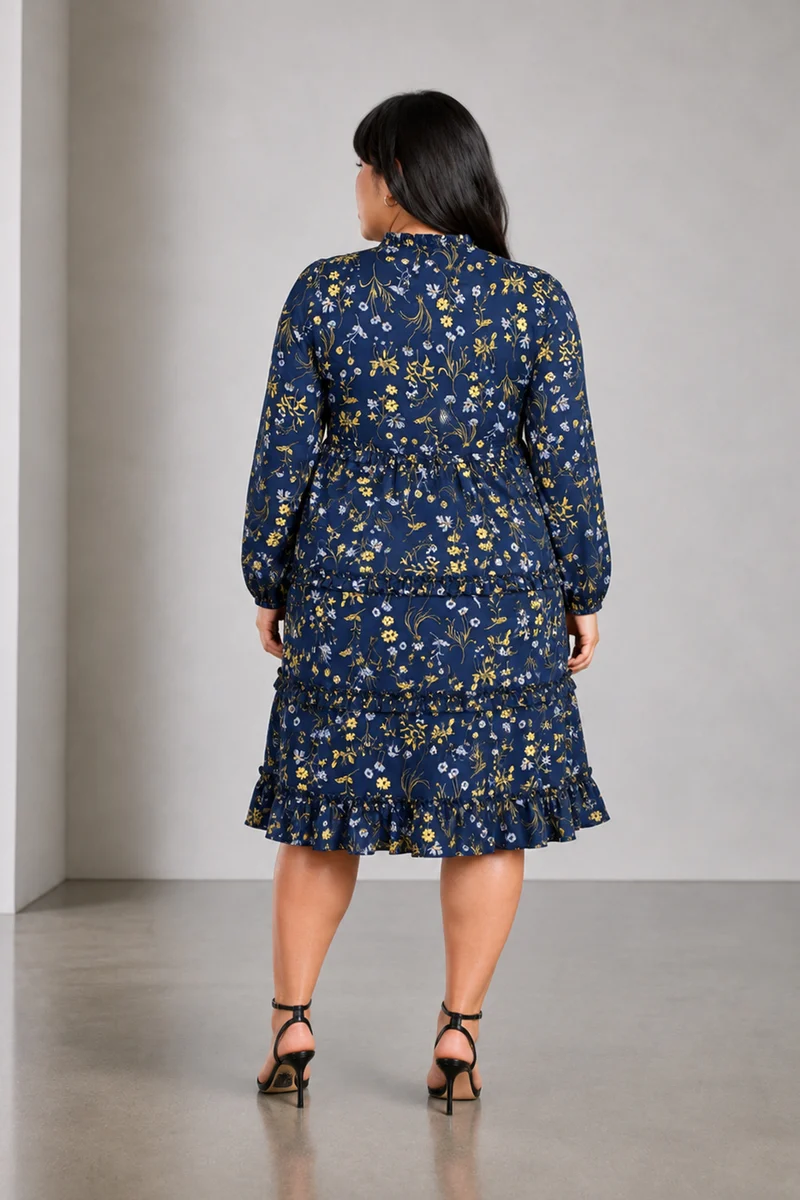 Vanya|Cotton Midi Tier Dress With Ruffles