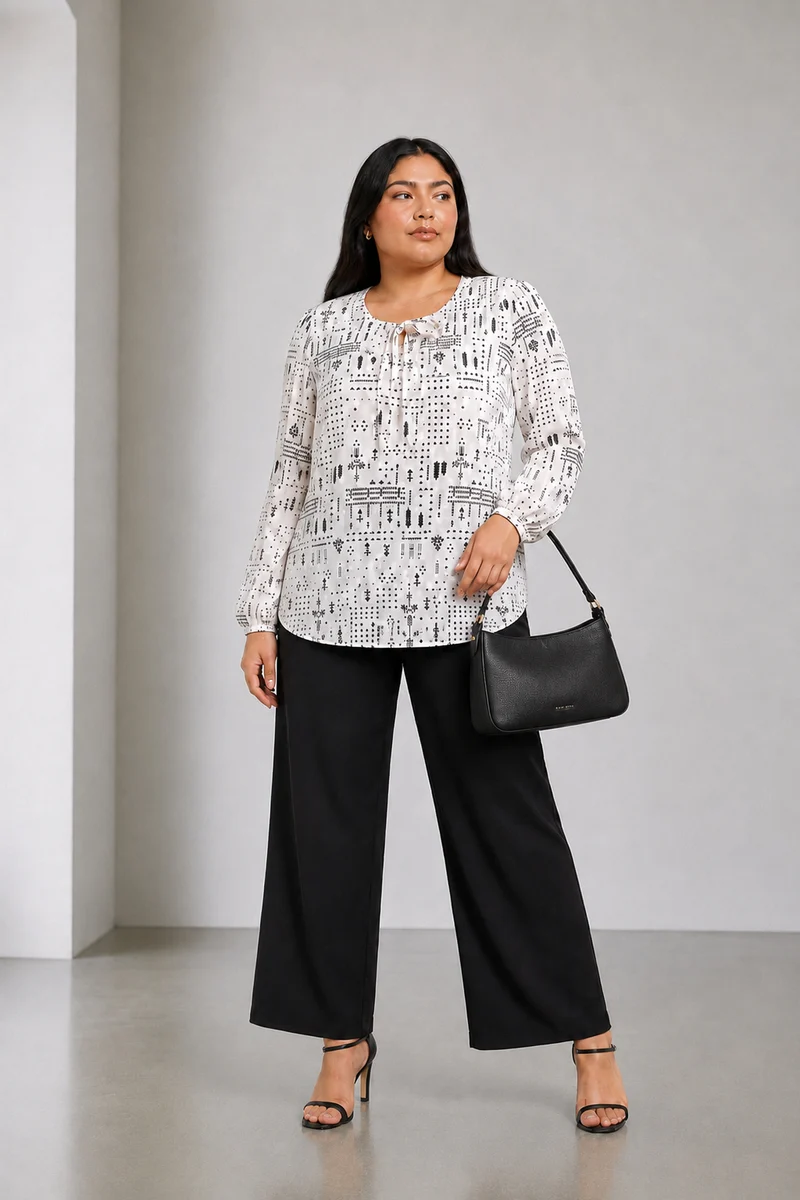 Calvia|Viscose Tie Front Relaxed Fit Top