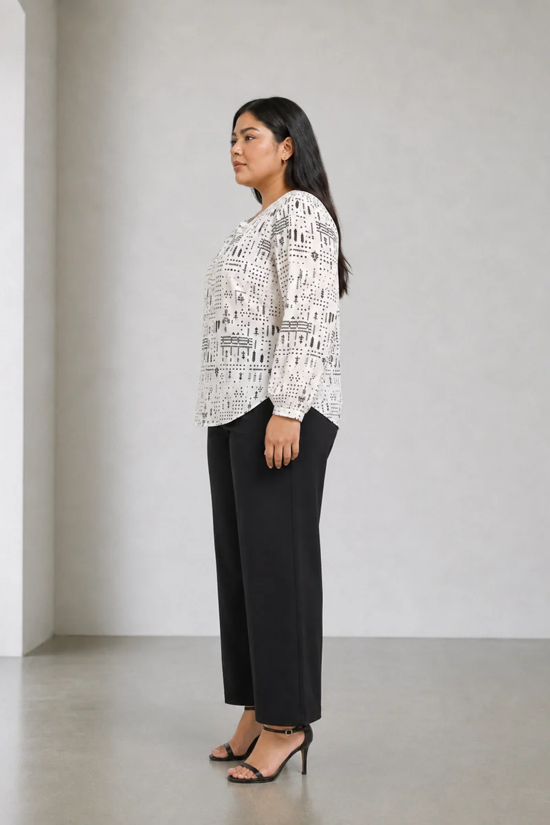 Calvia|Viscose Tie Front Relaxed Fit Top