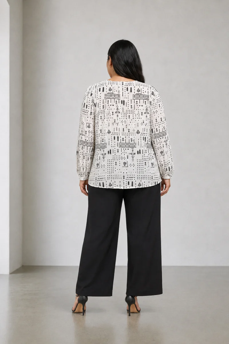 Calvia|Viscose Tie Front Relaxed Fit Top