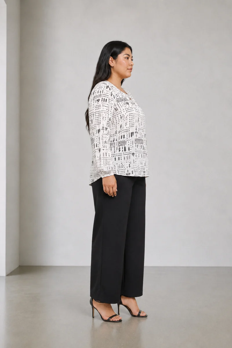 Calvia|Viscose Tie Front Relaxed Fit Top