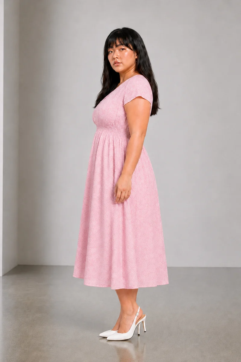 Nera|Cotton Smocked Midi Dress